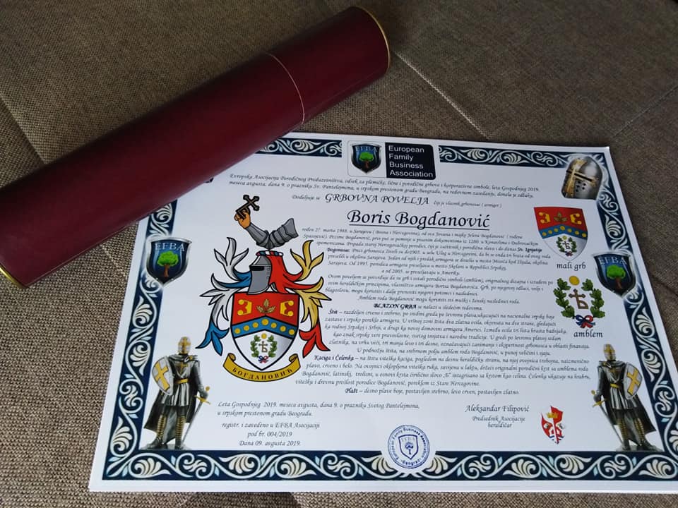 Grbovna Povelja Bogdanovi-porodicni-grb-izrada-family-biz-nasledje-tradicija-poreklo-porocinostablo-heraldika-stis-obelezje-vitez-znak-srednji-vek-srbija-srpski-mojabaza-familybiz